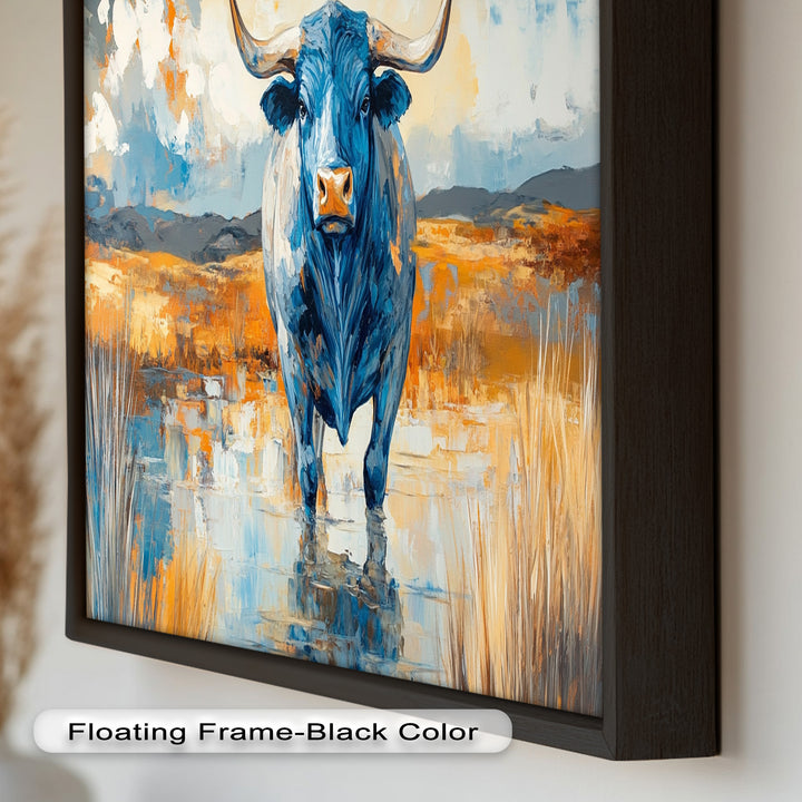 Blue Desert Bull – Animal Oil Painting