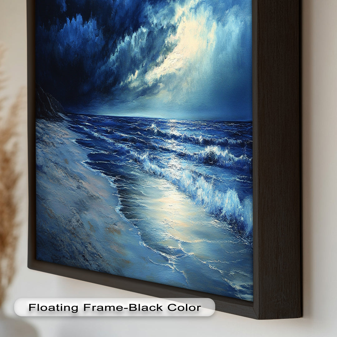 Ocean Wall Art - Stormy Night Seascape Oil Painting