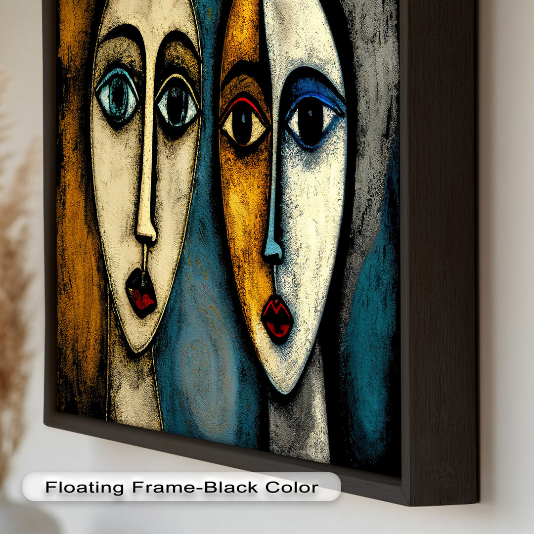 Duality of Gaze – Abstract Expressionist Portrait Picasso Oil Painting
