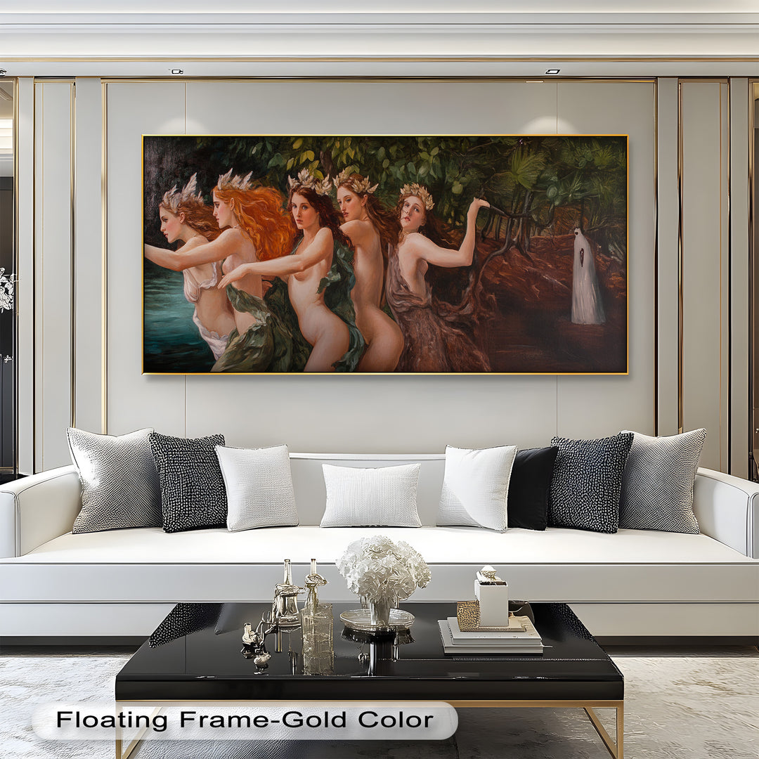 The Enchanted Procession – Mythological Forest Nymphs Oil Painting
