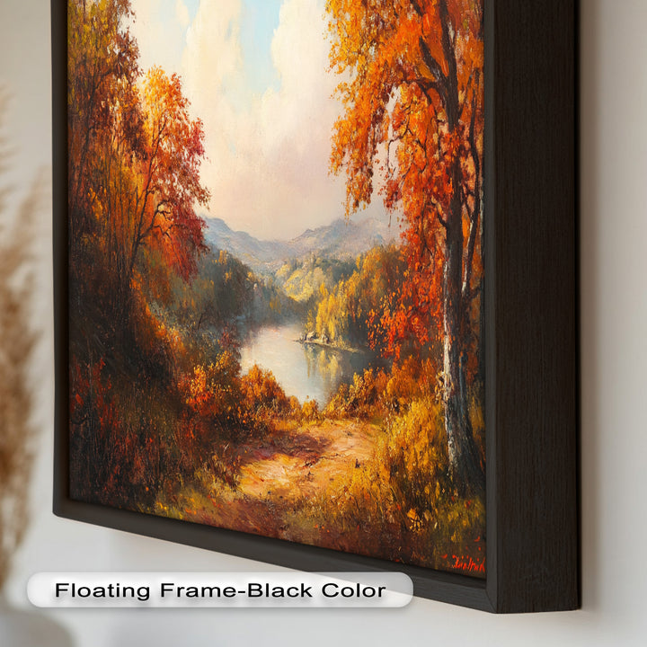Golden Horizon – Ölgemälde mit herbstlichem Flussblick