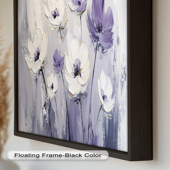 White and Purple Wildflowers in Soft Harmony - Flower Oil Painting