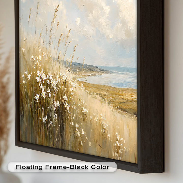 Wildflower Field Landscape – Serene Coastal Oil Painting