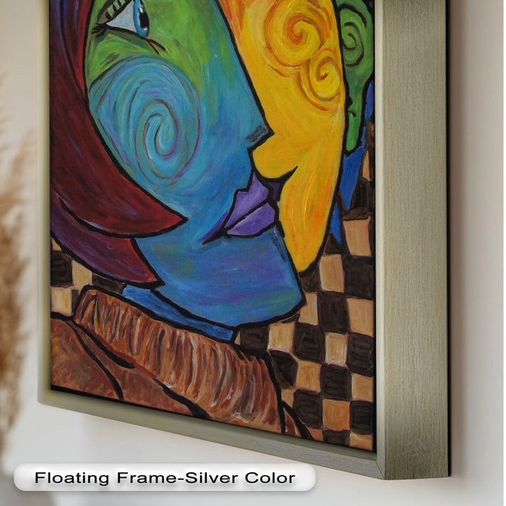 Dual Emotions – Vibrant Abstract Portrait Picasso Oil Painting