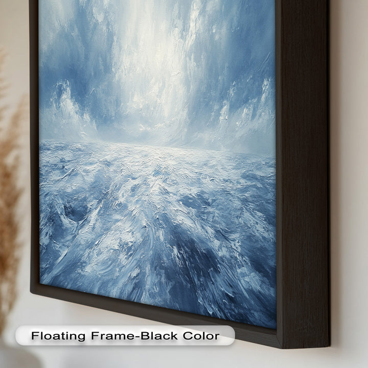 Blue Coastal Wall Art - Abstract Ocean Seascape Oil Painting