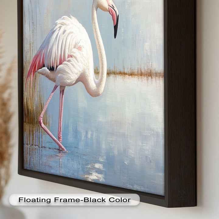 Graceful Flamingo in Shallow Water – Animal Oil Painting