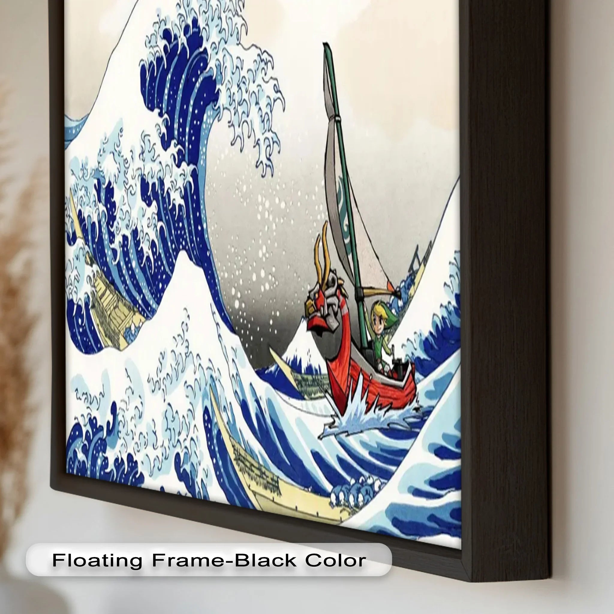 Hokusai Great Wave x Zelda Art – Japanese Pop Art Oil Painting
