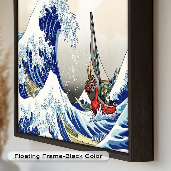 Hokusai Great Wave x Zelda Art – Japanisches Pop-Art-Ölgemälde
