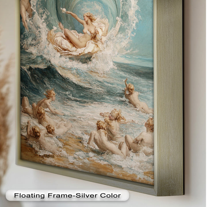 Birth of the Wave – Mythological Goddess and Cherubs Oil Painting