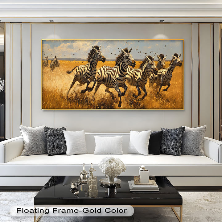 Thundering Zebra Herd – Wild Safari Oil Painting