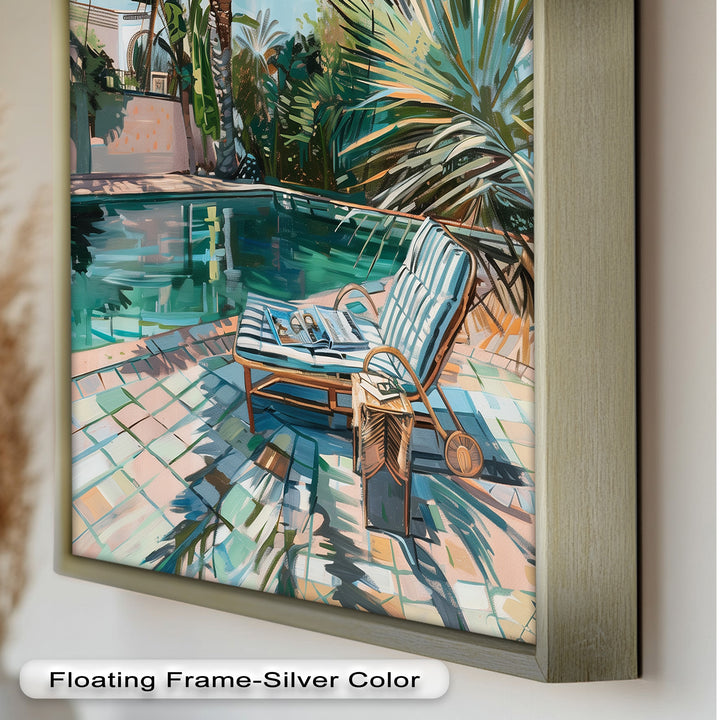 Poolside Palm Tree Escape – Tropical Oil Painting