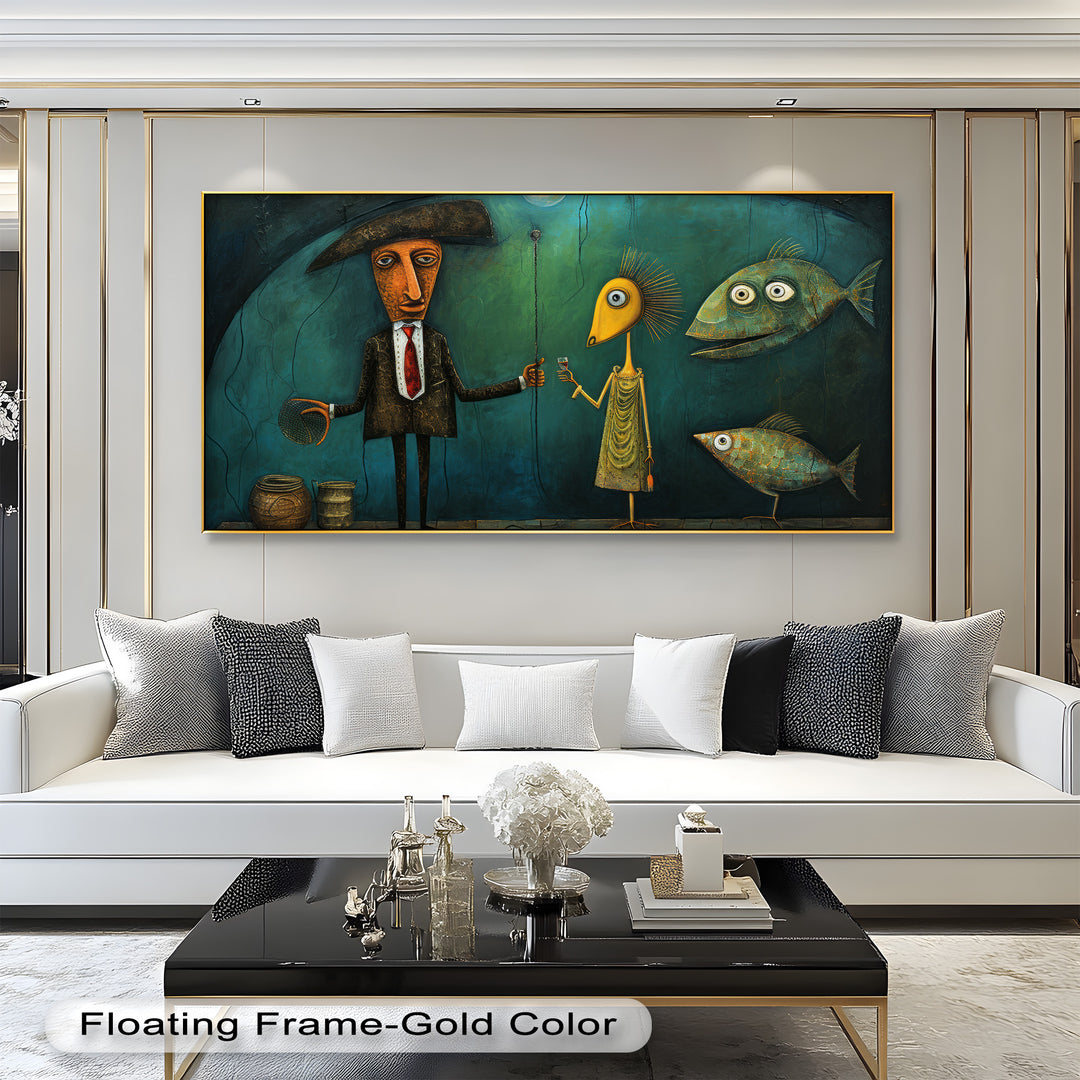 Underwater Toast – Whimsical Surrealist Picasso Oil Painting