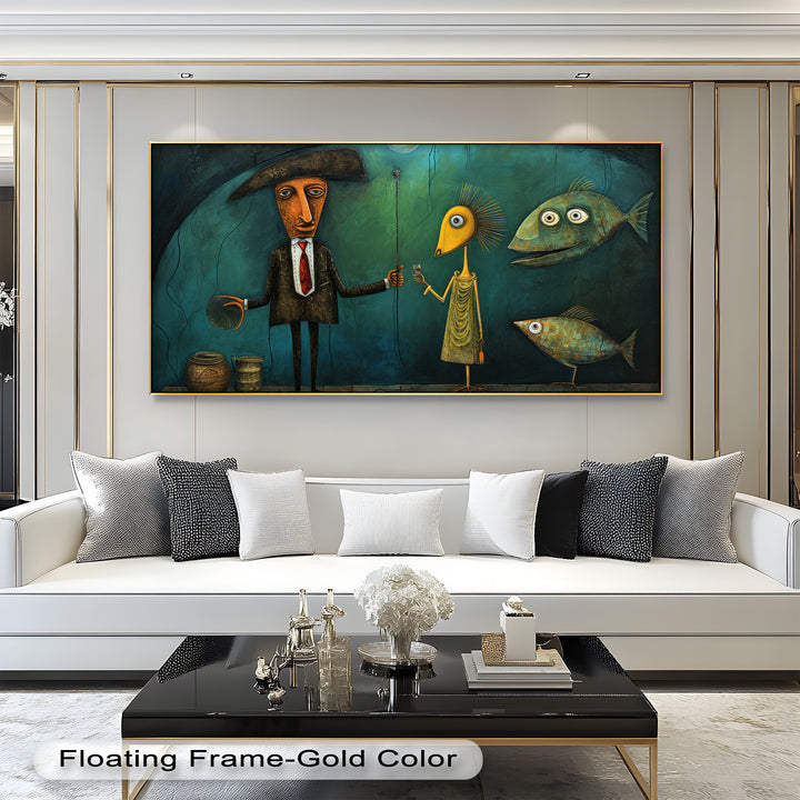 Underwater Toast – Whimsical Surrealist Picasso Oil Painting