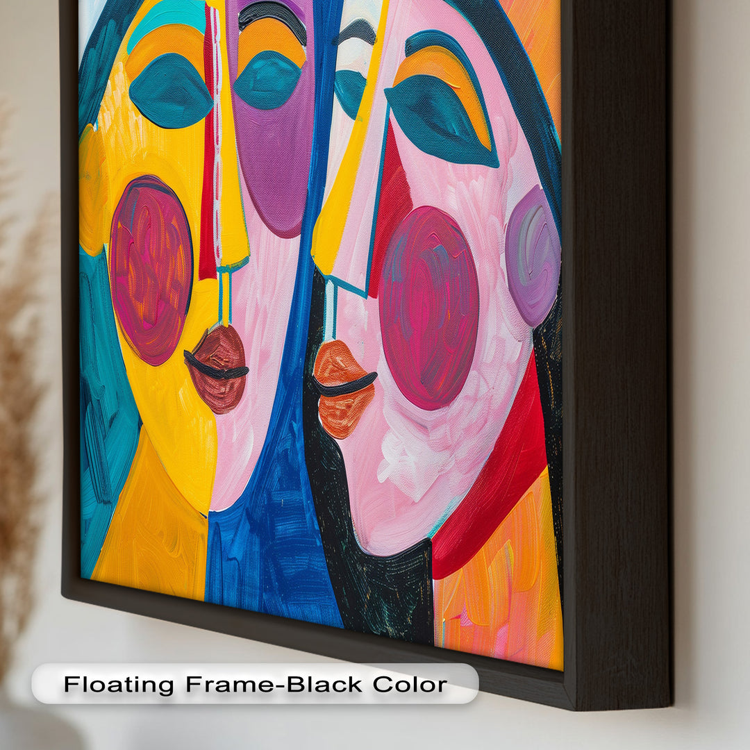 Unified Gaze – Vibrant Dual Portrait Picasso Oil Painting