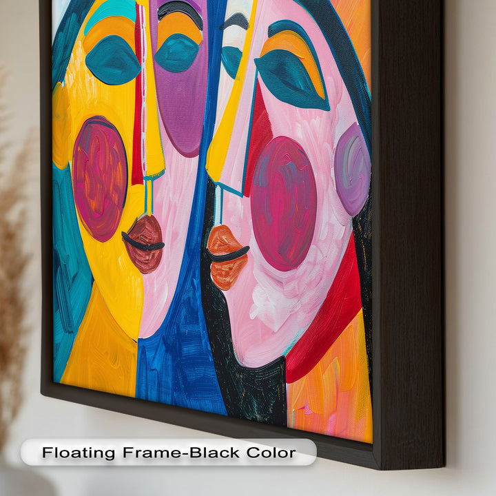 Unified Gaze – Vibrant Dual Portrait Picasso Oil Painting