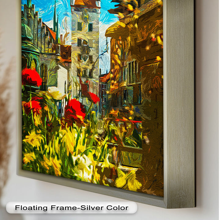 Sunlit Cathedral Square – Vibrant European Cityscape Picasso Oil Painting