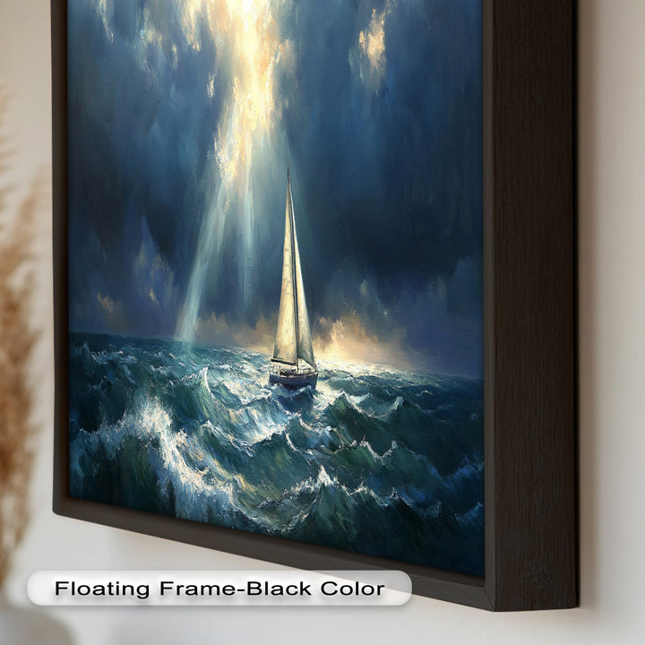 Stormy Horizon – Boat Oil Painting