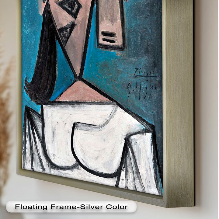 Angular Expression – Cubist Woman in White Dress Picasso Oil Painting