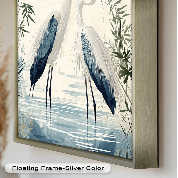 Twin Herons in Harmony – Bird Oil Painting