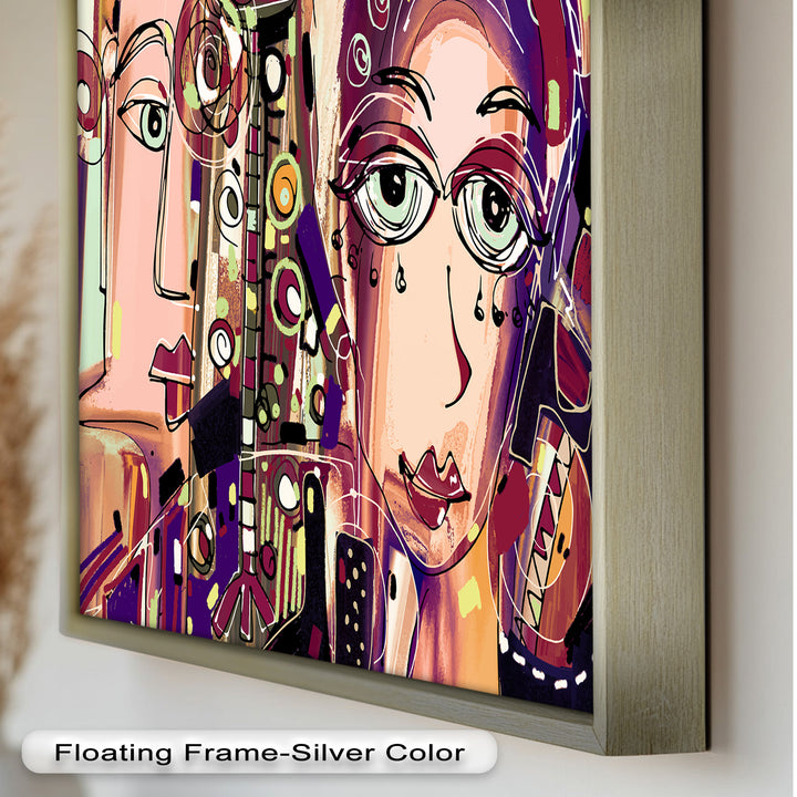 Whispers in Color – Dual Faces with Expressive Eyes Picasso Oil Painting