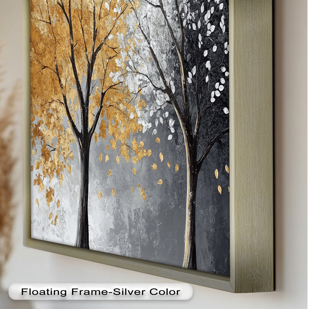 Flüstern von Herbst und Winter – Ölgemälde mit zwei Baumblumen