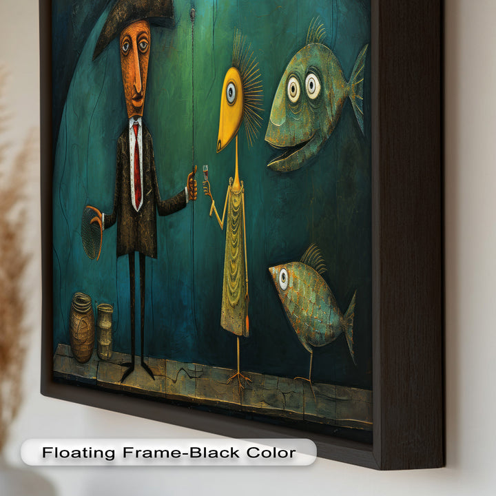 Moonlight Toast – Whimsical Surrealist Underwater Picasso Oil Painting