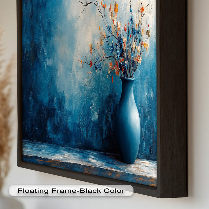 Blue Harmony Vase – Contemporary Floral Arrangement Flower Oil Painting