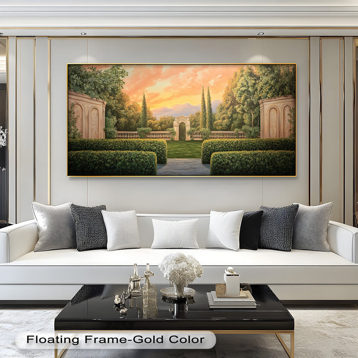 Sunset Garden Gateway – Classical Landscape Oil Painting