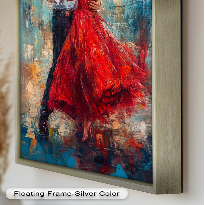 Flamenco Fire – Romantic Couple in Red Dress Oil Painting