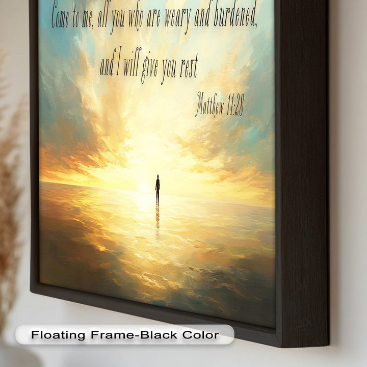 Matthew 11:28 – Rest in Christ Bible Verse Oil Painting