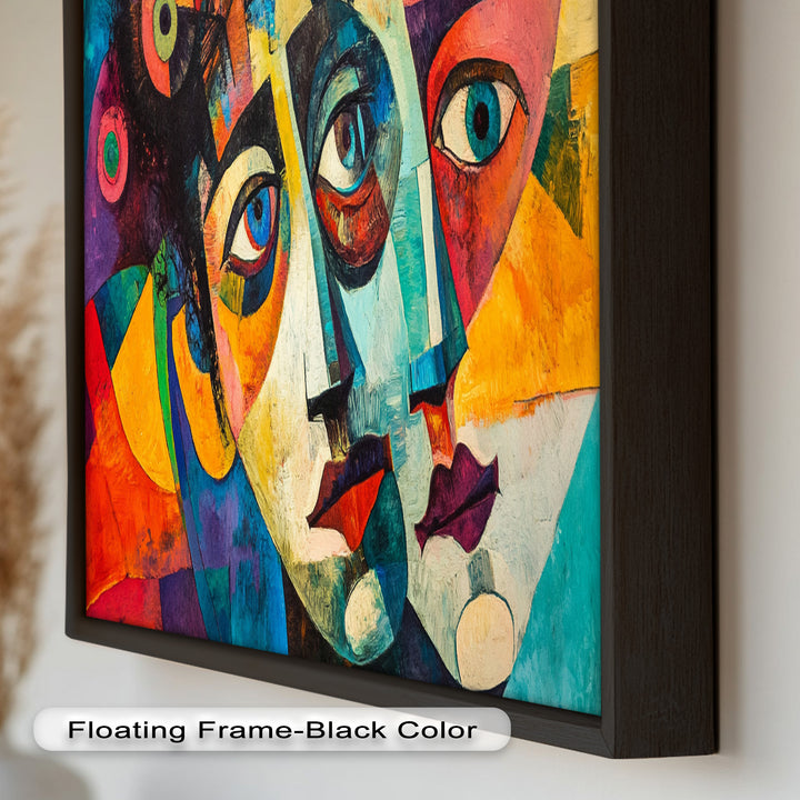 Entwined Visions Oil Painting – Fauvist Dual-Face Expressionism
