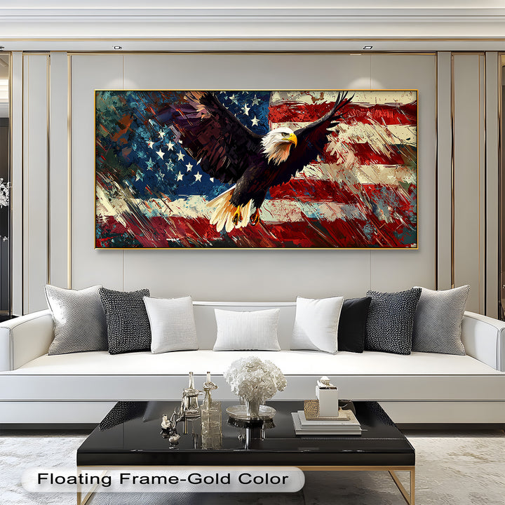 Soaring Freedom – Patriotic Eagle Oil Painting