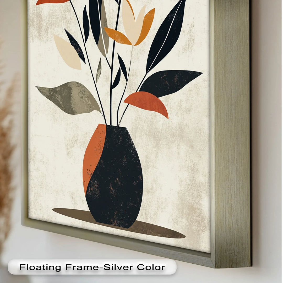 Earthy Boho Floral – Modern Abstract Vase Oil Painting - MyPhotoStation