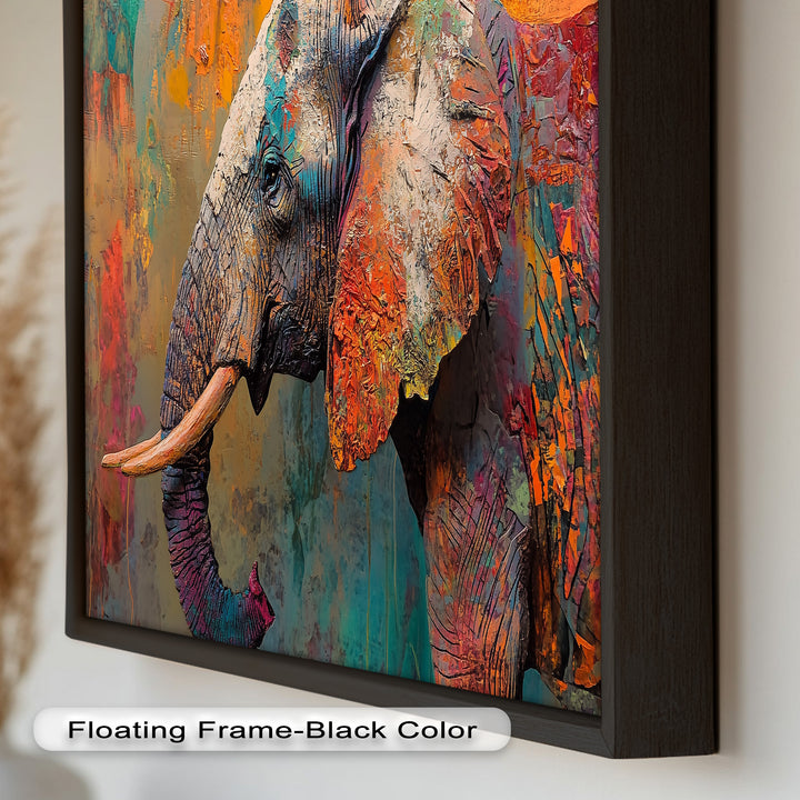 Colorful Elephant – Framed Oil Painting