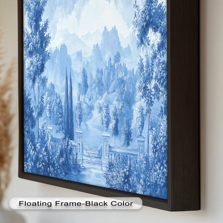 Blue Toned Garden Wall Art – Classical Landscape Oil Painting