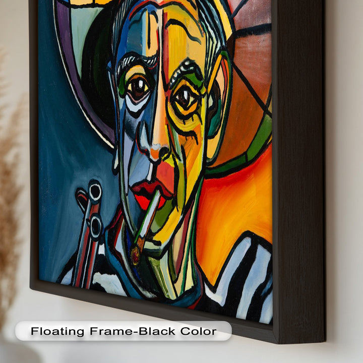 Rebel's Gaze – Bold Cubist Portrait Picasso Oil Painting