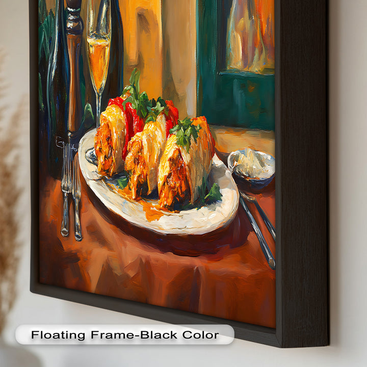 Gefüllte Paprika und Wein – Gourmet-Essszene Food Painting