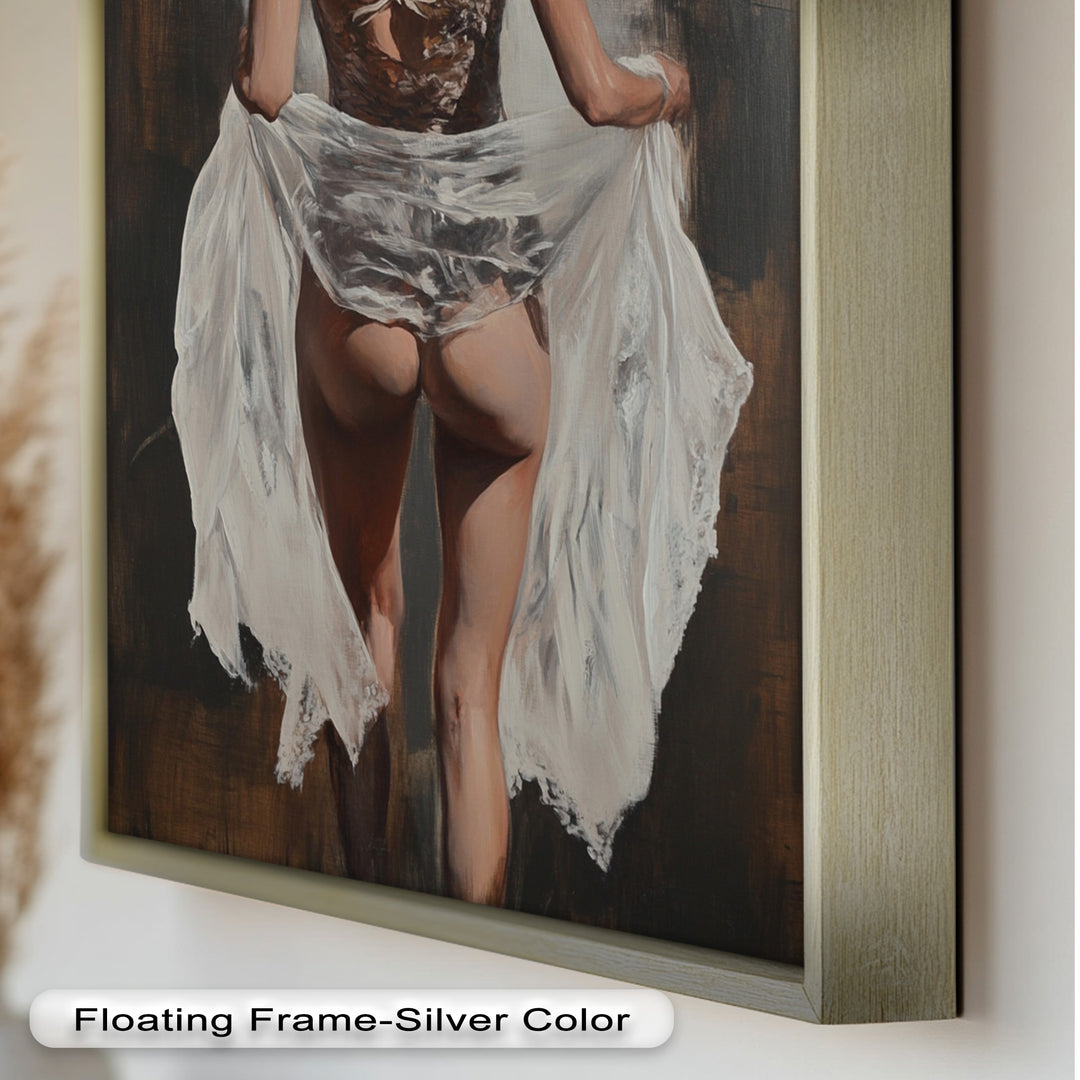 Soft Steps in Lace – Romantic Figurative Nude Oil Painting