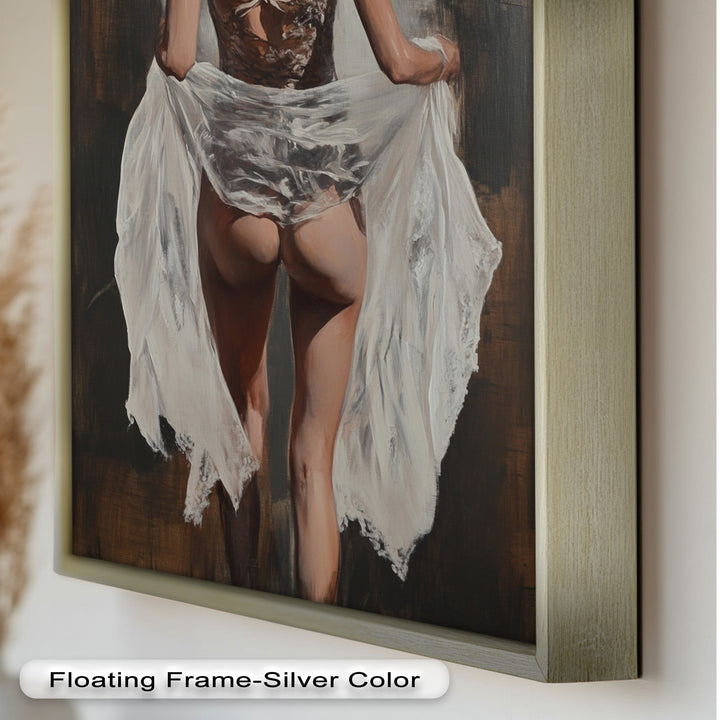 Soft Steps in Lace – Romantic Figurative Nude Oil Painting