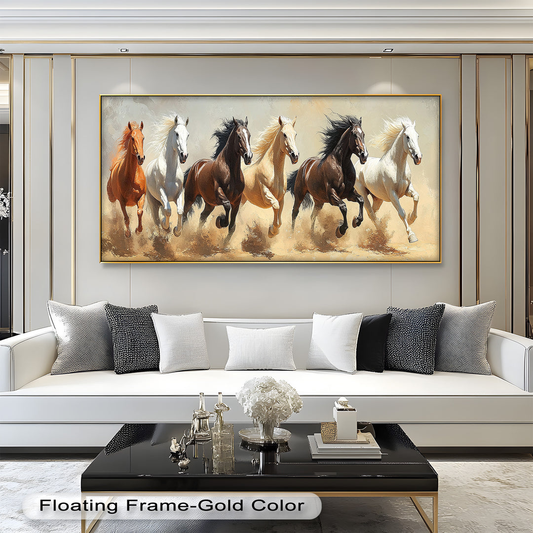 Thundering Harmony – Multicolor Horses Oil Painting