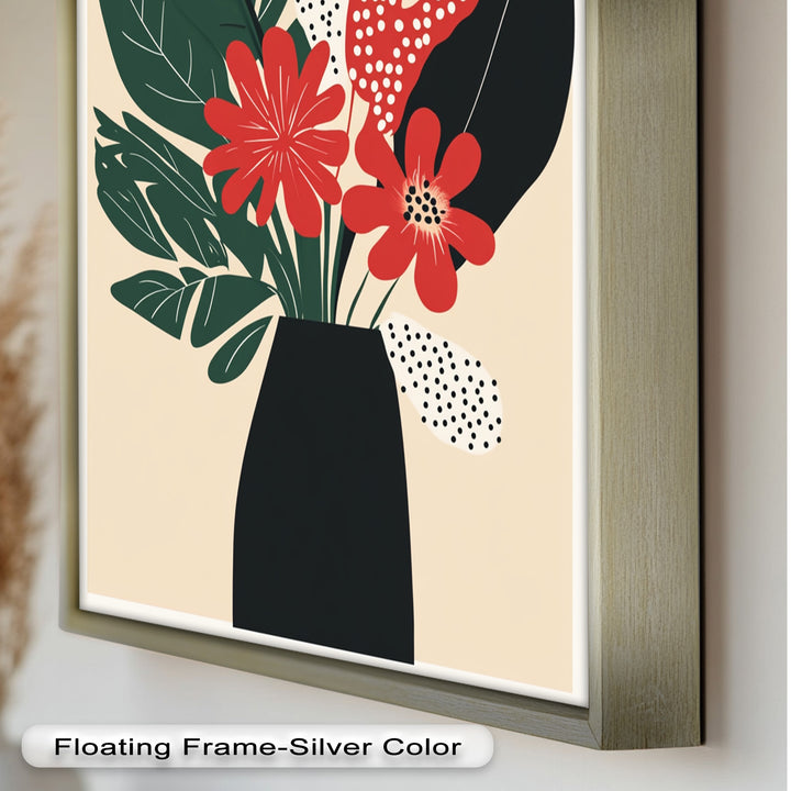 Purpurrote Blüte in monochromer Vase – Modernes florales Ölgemälde