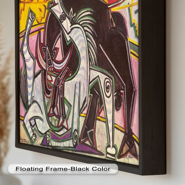 Abstract Bullfight Scene Wall Decor – Cubist Oil Painting
