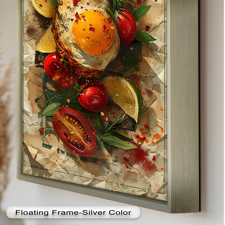 Spiegelei und Brathähnchen mit Kräutern - Food Painting