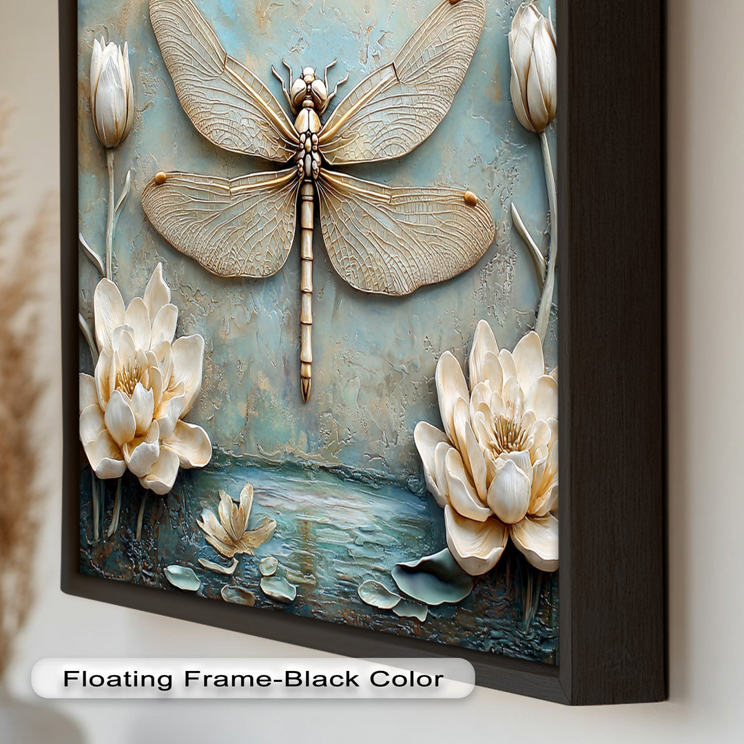 Vintage Dragonfly – Framed Oil Painting