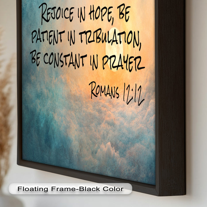 Romans 12:12 – Hope, Patience, and Prayer Bible Verse Oil Painting