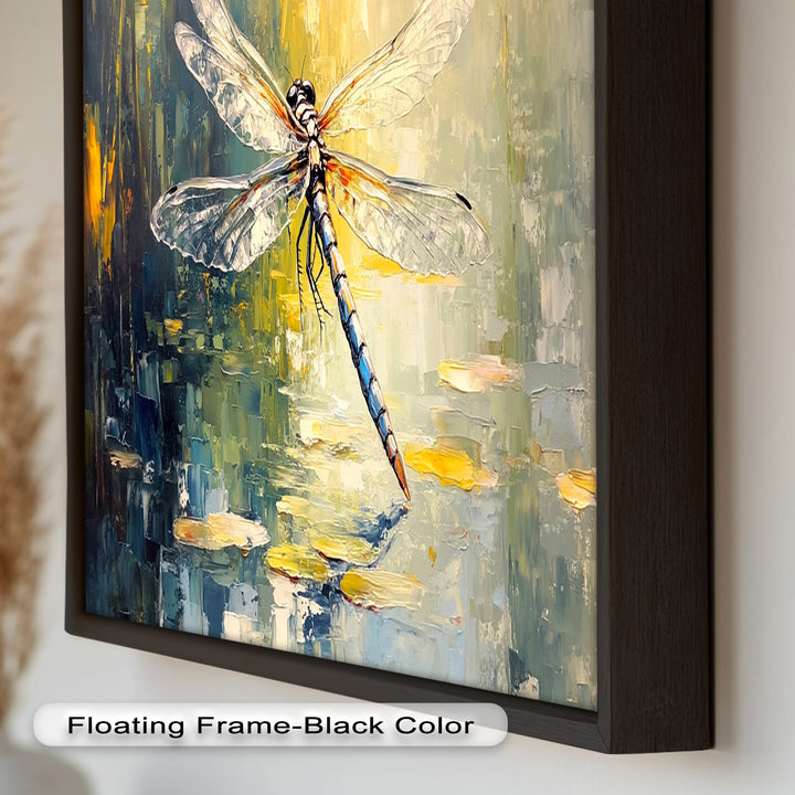 Shimmering Dragonfly Over Lily Pond – Animal Oil Painting