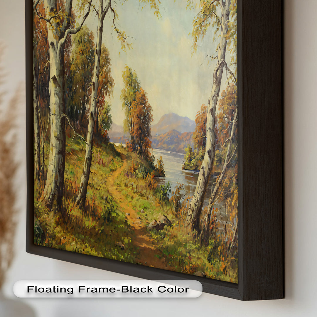 Goldener Pfad am See – Vintage Ölgemälde