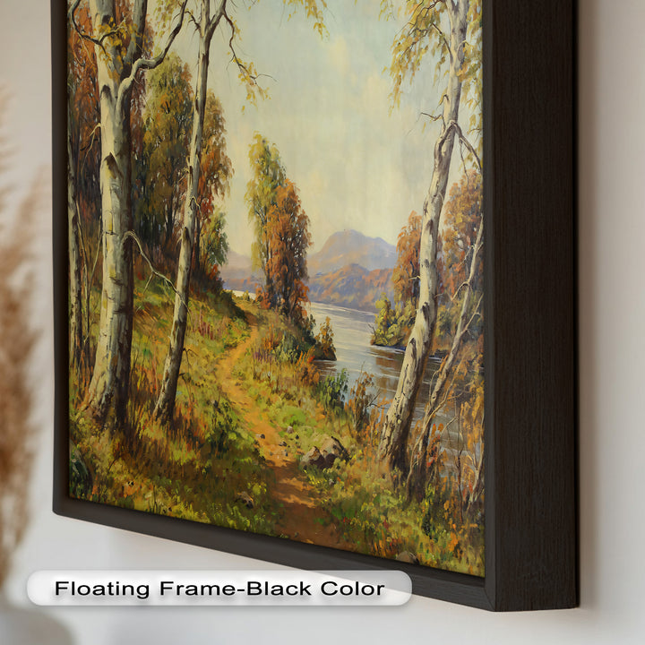 Goldener Pfad am See – Vintage Ölgemälde