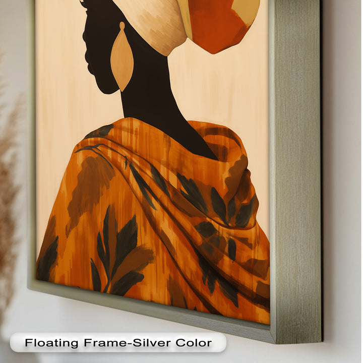Afrikanische Frau Silhouette Kunst - Gerahmtes Ölgemälde