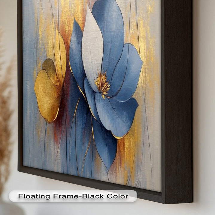 Blaue Magnolien-Wandkunst – Blumen-Ölgemälde